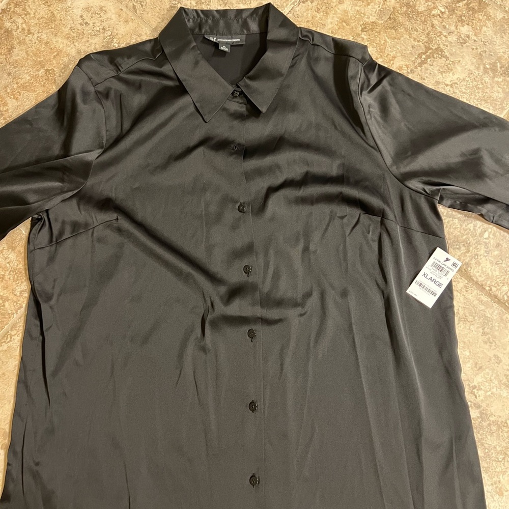 INC International Concepts Black Button Down Shirt
